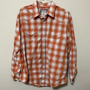 Panhandle Slim Rough Stock XL Orange  Contrast Cuff Pearl Snap Shirt